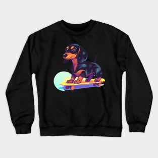 Groovy Dapple Dachshund on Skateboard Crewneck Sweatshirt